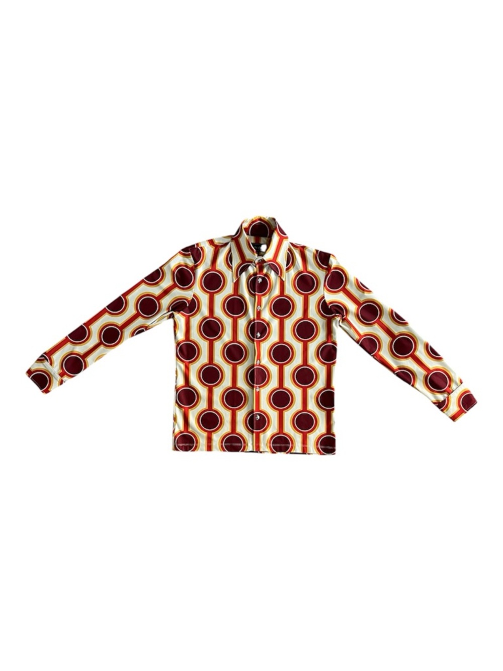 Dorothy Zudora 70’s Burning Sands Print Long Sleeve Button Up Shirt Medium - Picture 2 of 10